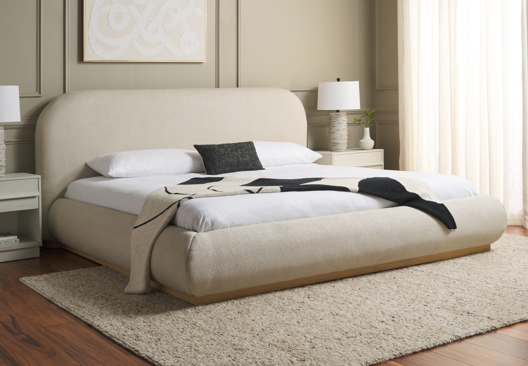 Jennabryanna Boucle Bed - Tan/Natural - Image 1