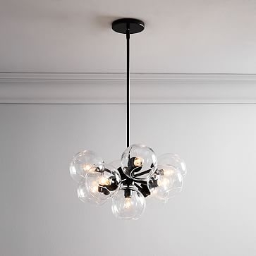 Staggered Glass Chandelier, Clear, Bronze - Image 2
