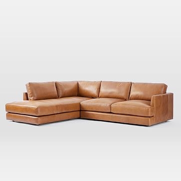 Haven Sectional Set 02: Right Arm Sofa, Left Arm Terminal Chaise, Poly, Weston Leather, Molasses - Image 4