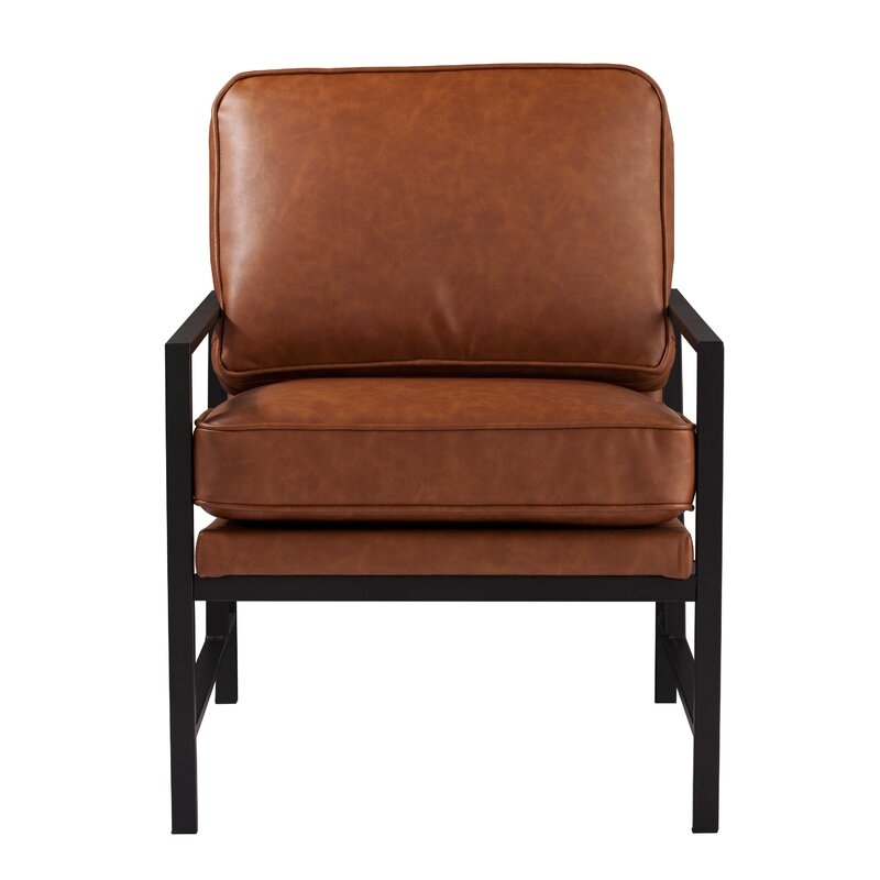 Karynmere Armchair, Brown Faux Leather, 22.75" - Image 4