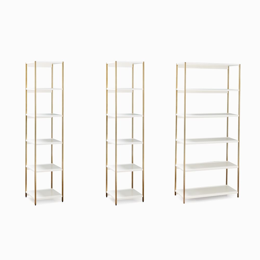 Zane Wide Bookshelf & 2 Narrow Bookshelves Set, White - Image 0