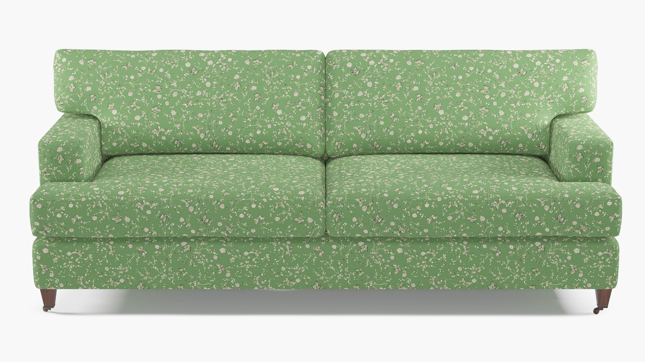 Classic Sofa, Kelly Mariposa, Walnut with Antique Brass Caster - Image 0