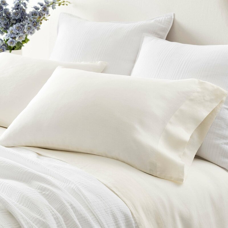 Pine Cone Hill Lush Linen Pillowcase Color: Ivory, Size: Standard - Image 0