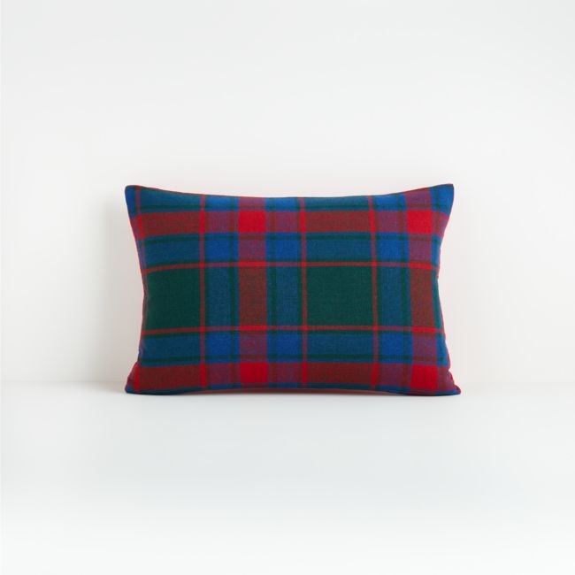 Dara 18"x12" Plaid Pillow with Feather-Down Insert - Image 0