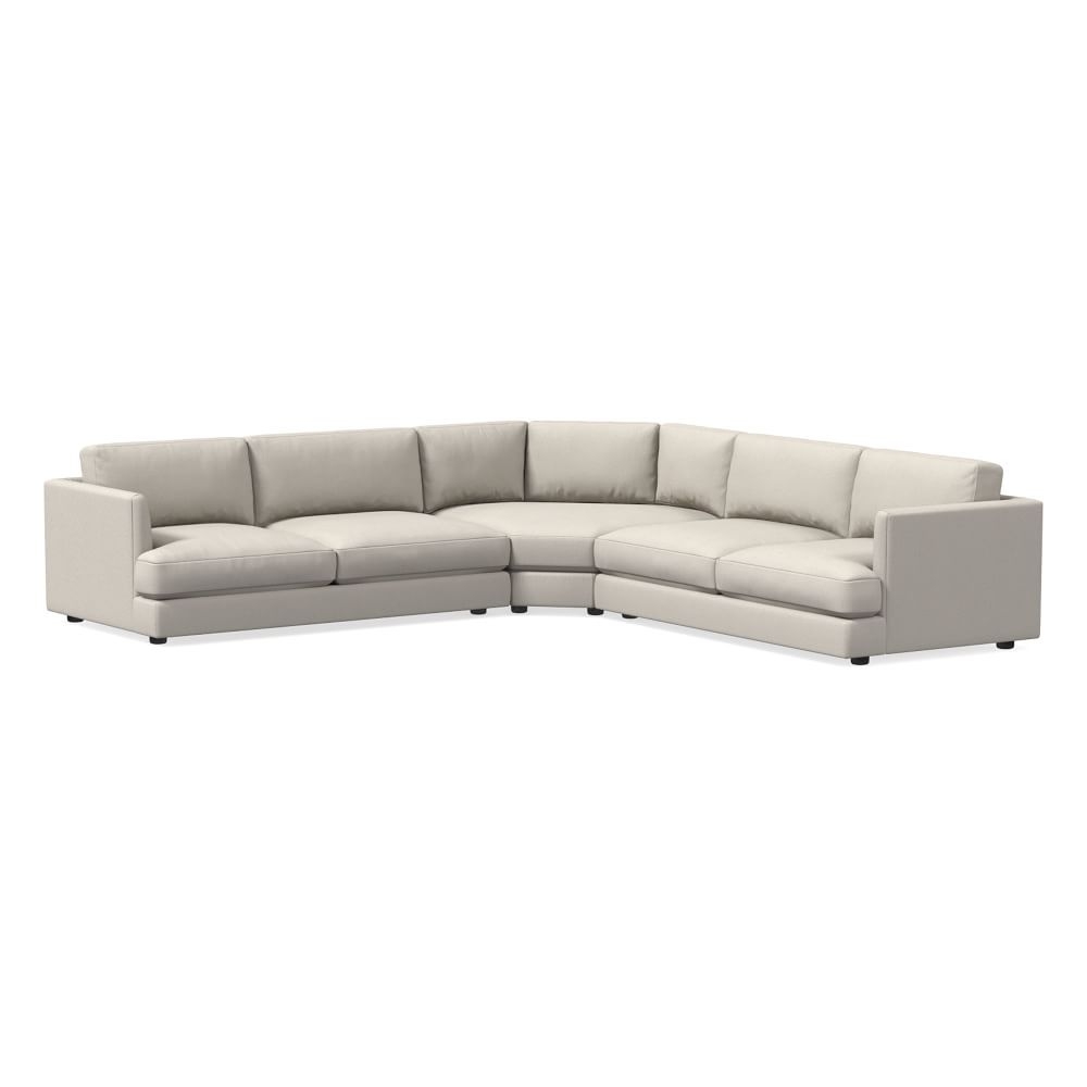 Haven 125" Multi Seat L-Shaped Wedge Sectional, Standard Depth, Yarn Dyed Linen Weave, Alabaster - Image 0