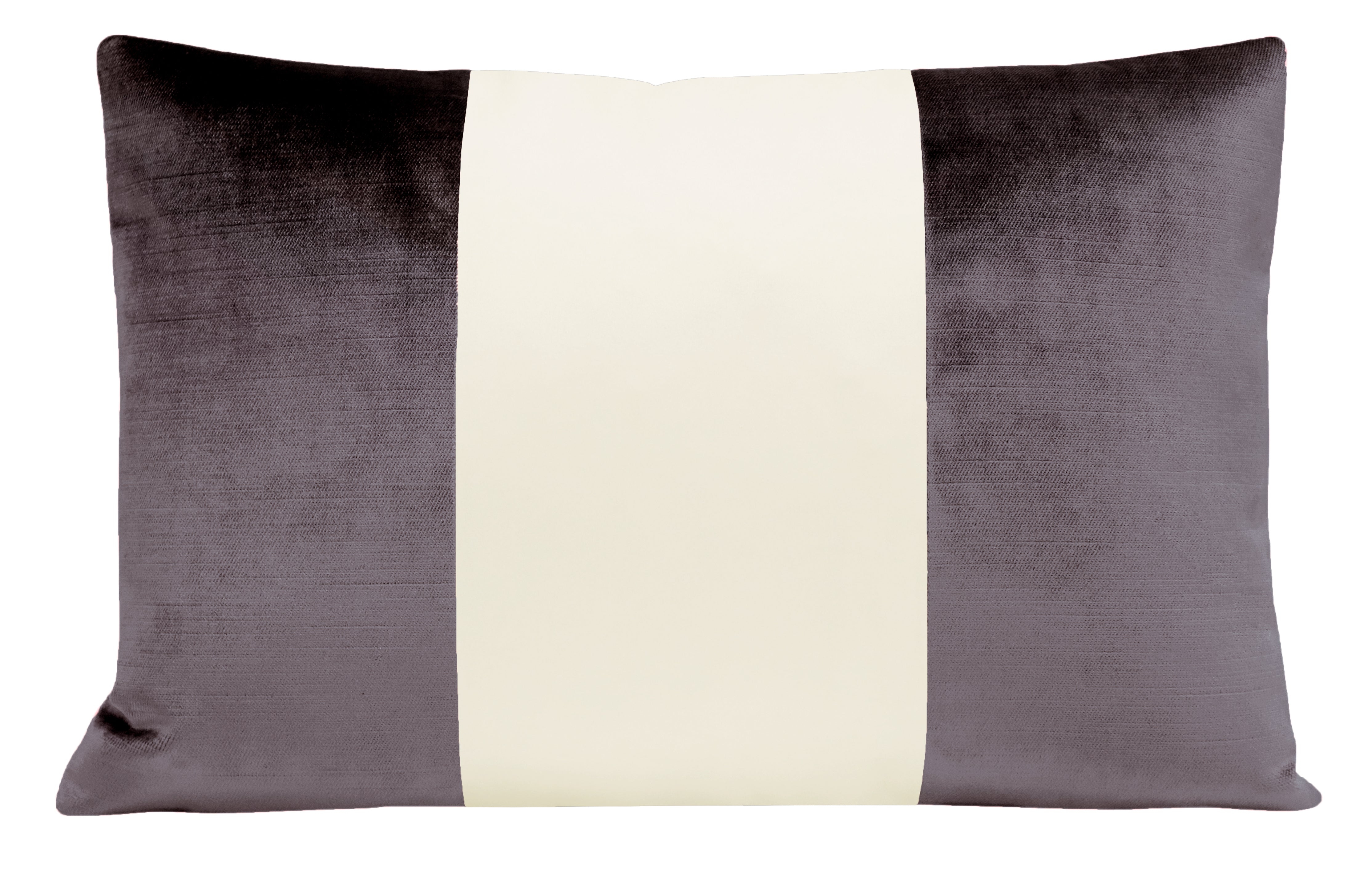 FINAL SALE : PANEL COLORBLOCK :: 12" X 18" FAUX SILK VELVET // SMOKEY AMETHYST + ALABASTER SILK PILLOW COVER - LITTLE LUMBAR 12" X 18" - Image 0