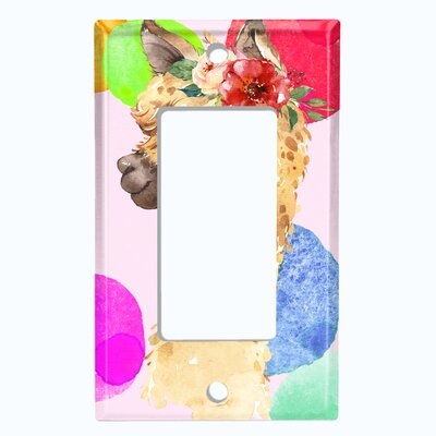 Metal Light Switch Plate Outlet Cover (Llama Love Party Colorful  - Single Rocker) - Image 0
