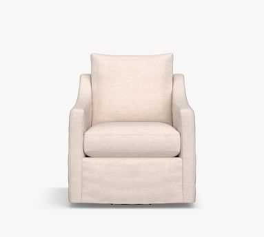 Ayden Slope Arm Slipcovered Swivel Glider, Polyester Wrapped Cushions, Park Weave Ash - Image 3