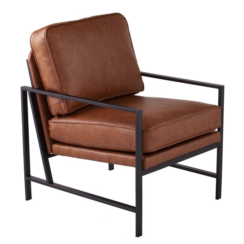 Karynmere Armchair, Brown Faux Leather, 22.75" - Image 0