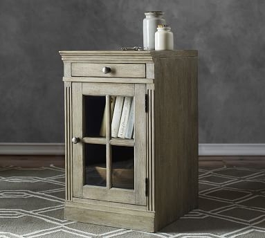 Livingston 17.5" Glass Door Cabinet with Top, Dusty Charcoal - Image 1