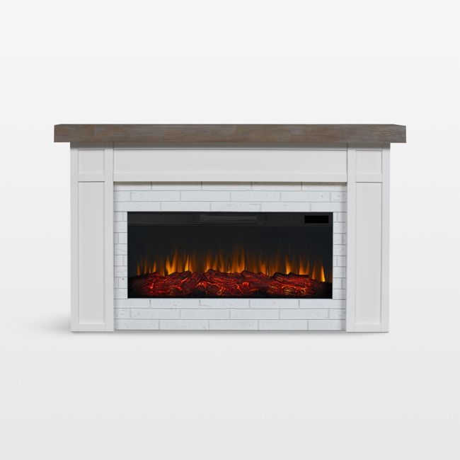 Cravenhall White and Brown Wood Electric Fireplace - Image 0