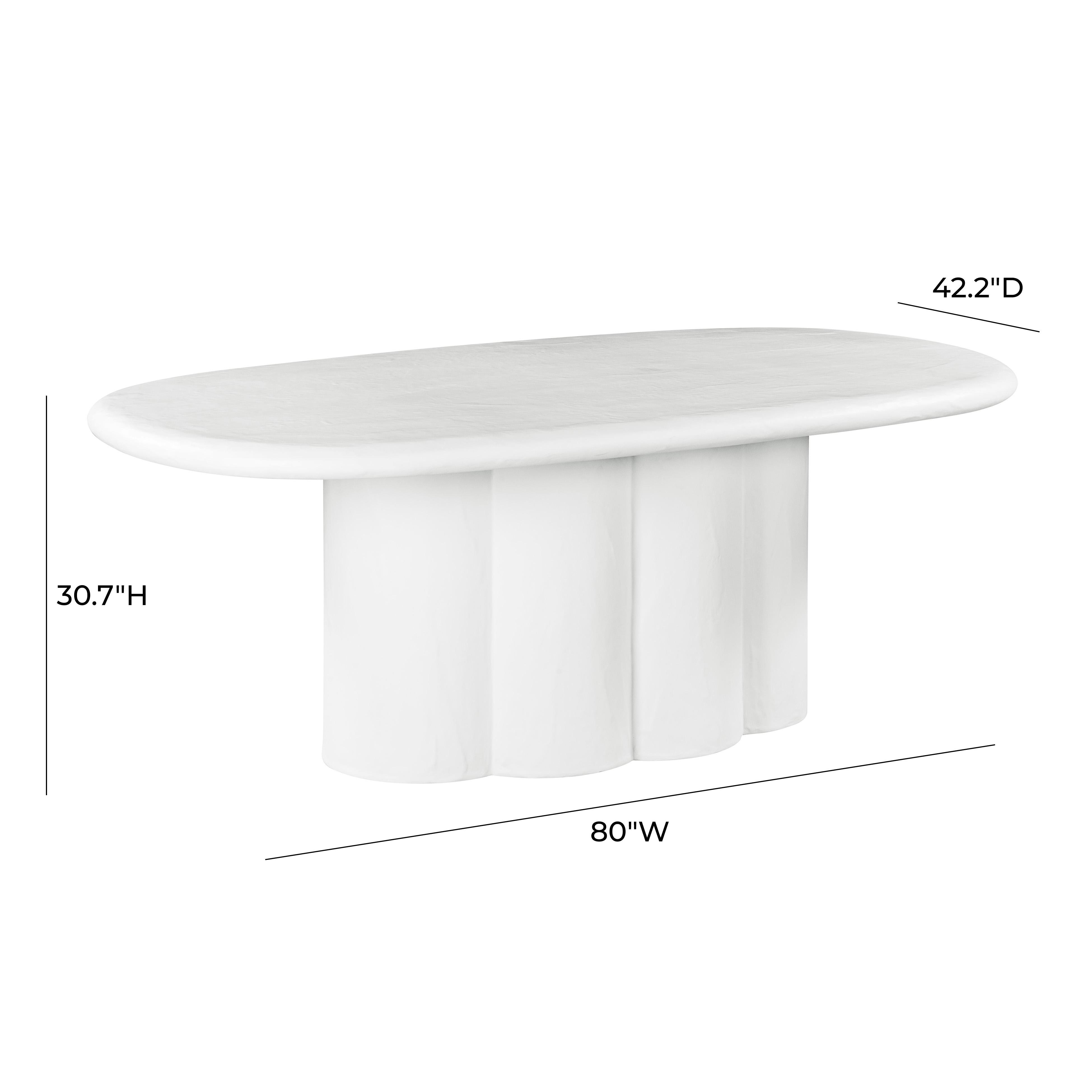 Elika White Faux Plaster Oval Dining Table - Image 6