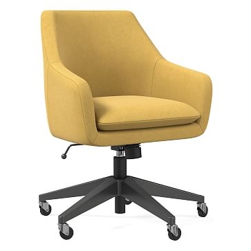 Helvetica Office Chair, Astor Velvet, Saffron, Antique Bronze - Image 0