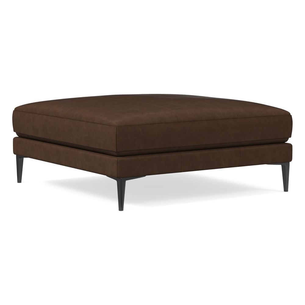 Harper Large Square Ottoman, Poly, Vegan Leather, Molasses, Antique Bronze - Image 0