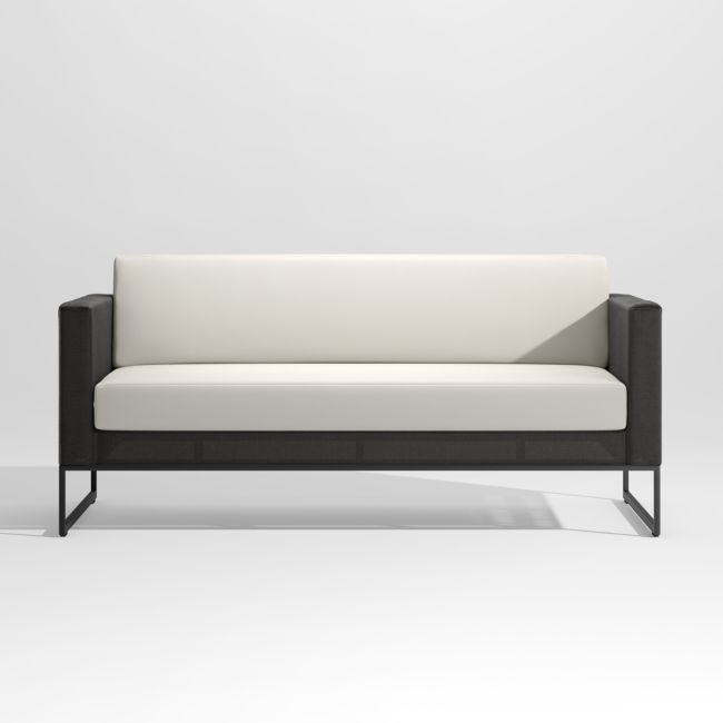 Dune 68" Black Outdoor Sofa with White Cushions - Image 0