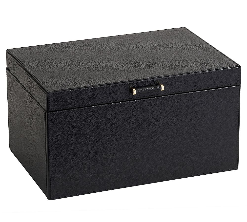 Quinn Jewelry Box, Large 13" x 9.25", Black, Shadow Printed - Image 0