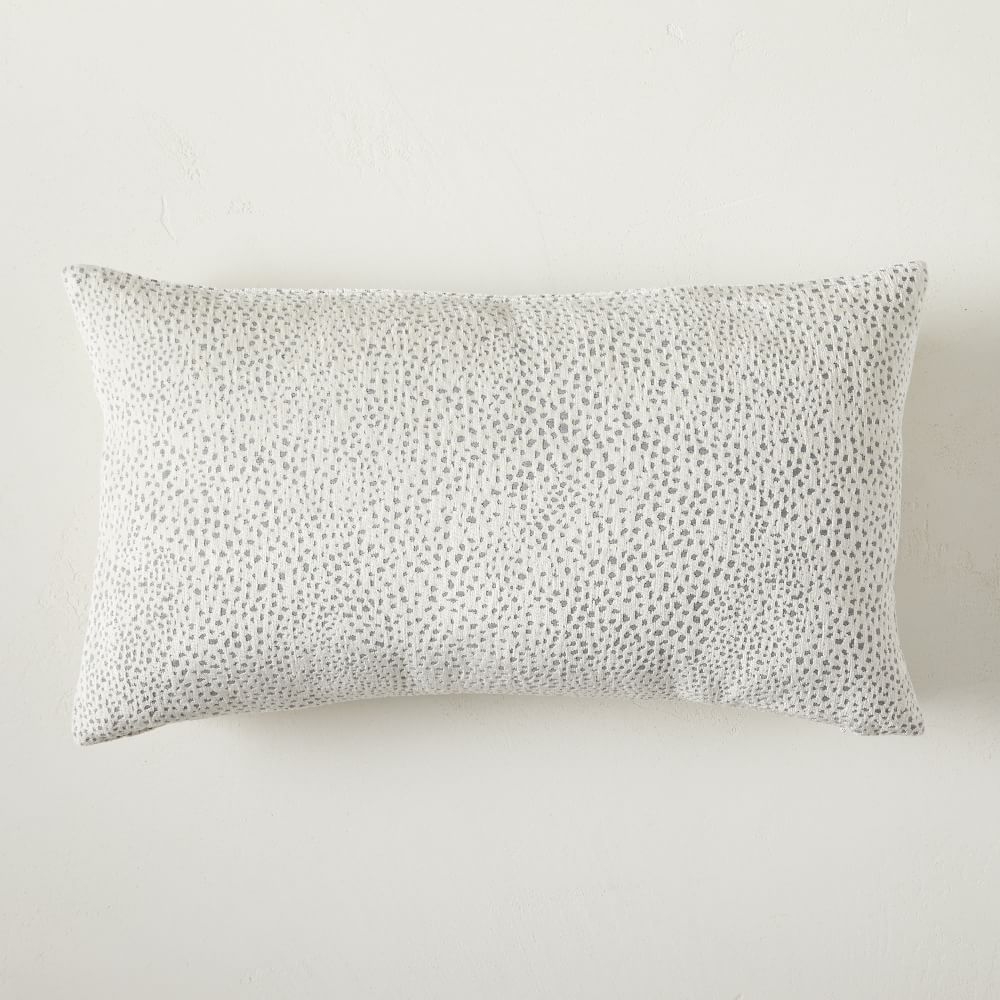 Dotted Chenille Jacquard Pillow Cover, 12"x21", White - Image 0