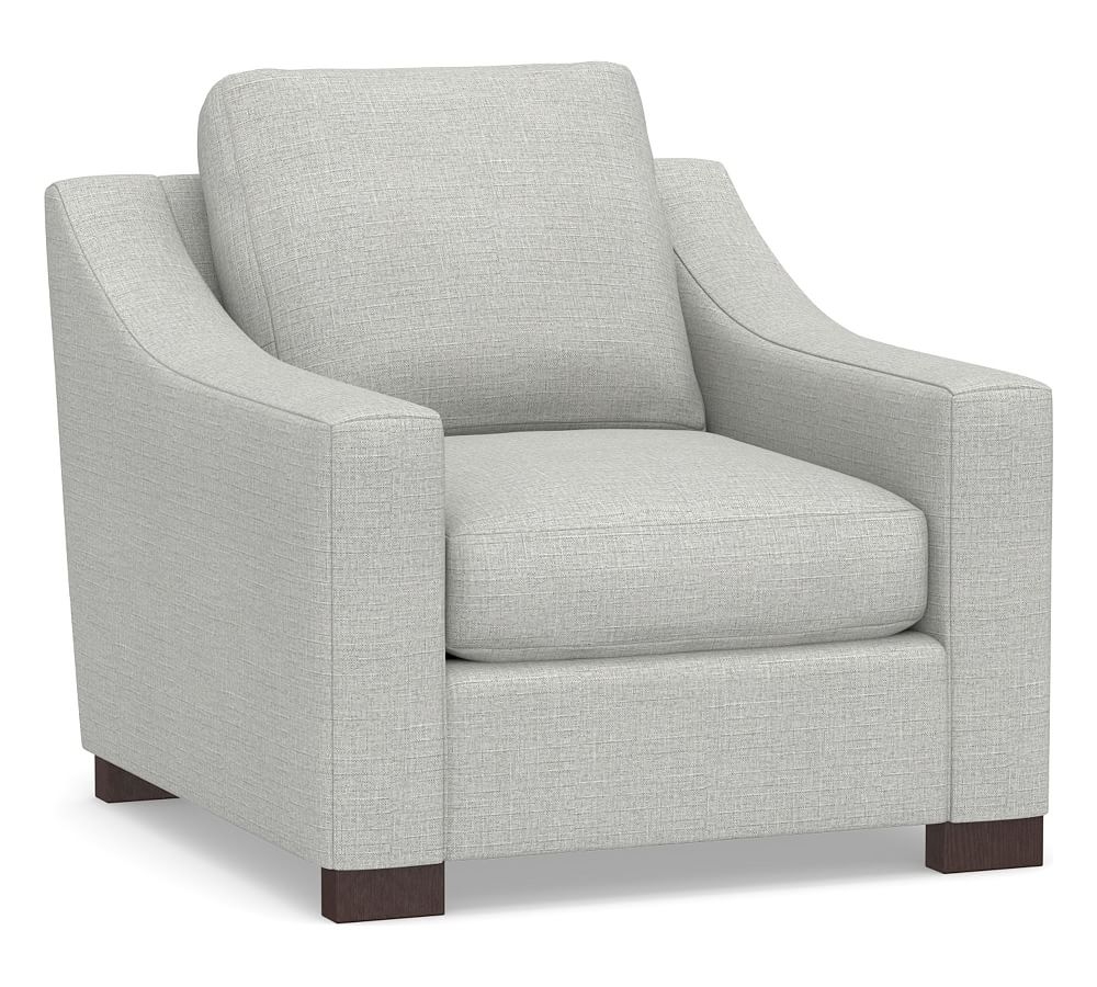 Turner Slope Arm Upholstered Small Armchair 36", Down Blend Wrapped Cushions, Basketweave Slub Ash - Image 0