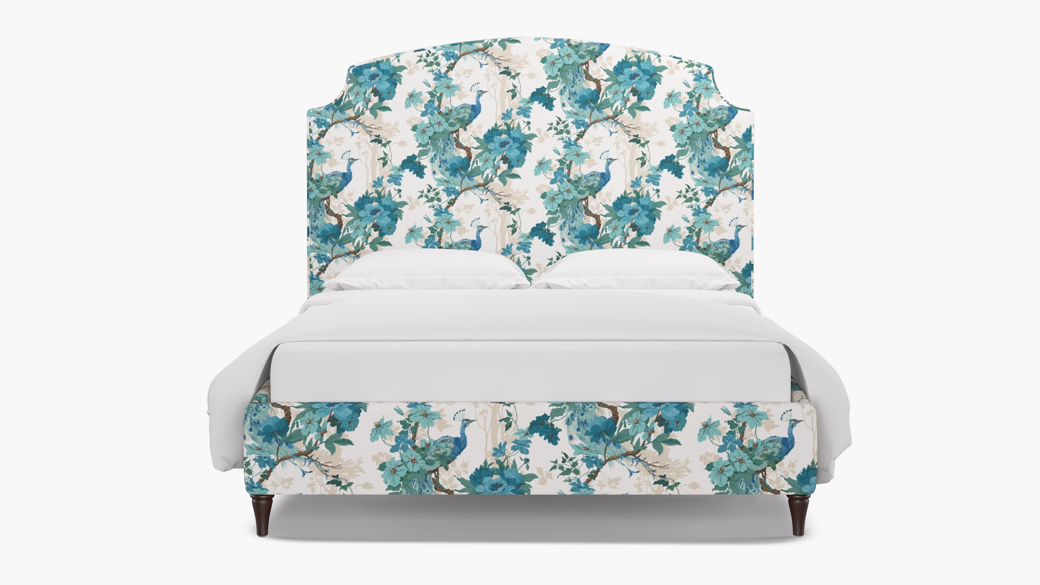 Cove Bed, Turquoise Peacock Park, Espresso Decorative Tapered Leg, Twin - Image 0