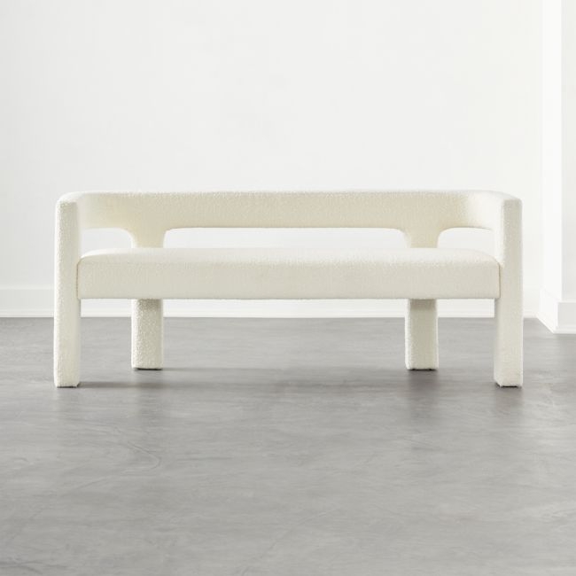 Stature 67" Warm White Boucle Bench - Image 0