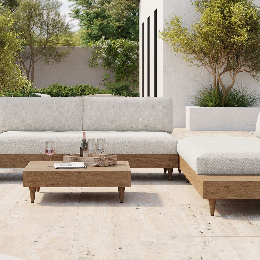 Portside Low Outdoor 112in 3 Piece Sectional W/ Coffee Table, Driftwood - Image 3