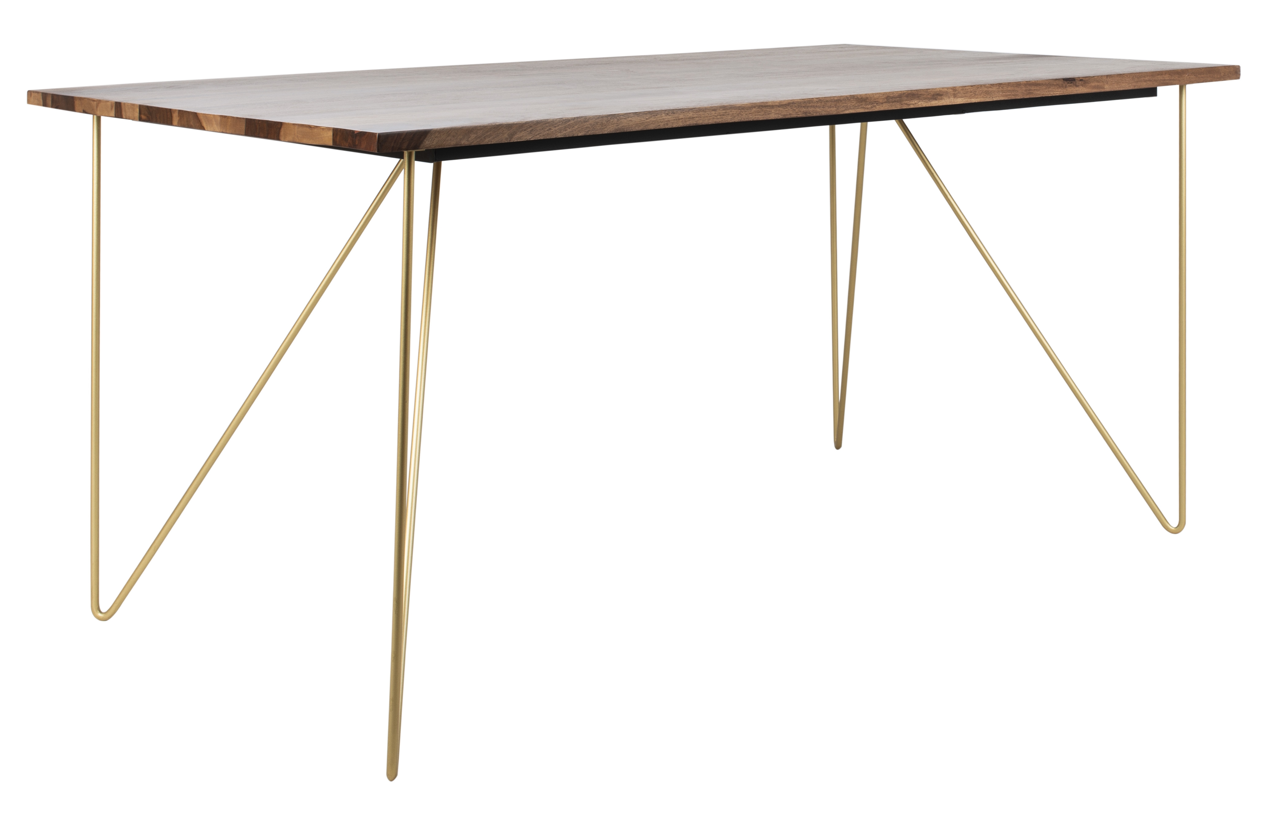 Captain Hairpin Legs Wood Dining Table - Walnut/Brass - Arlo Home - Image 1