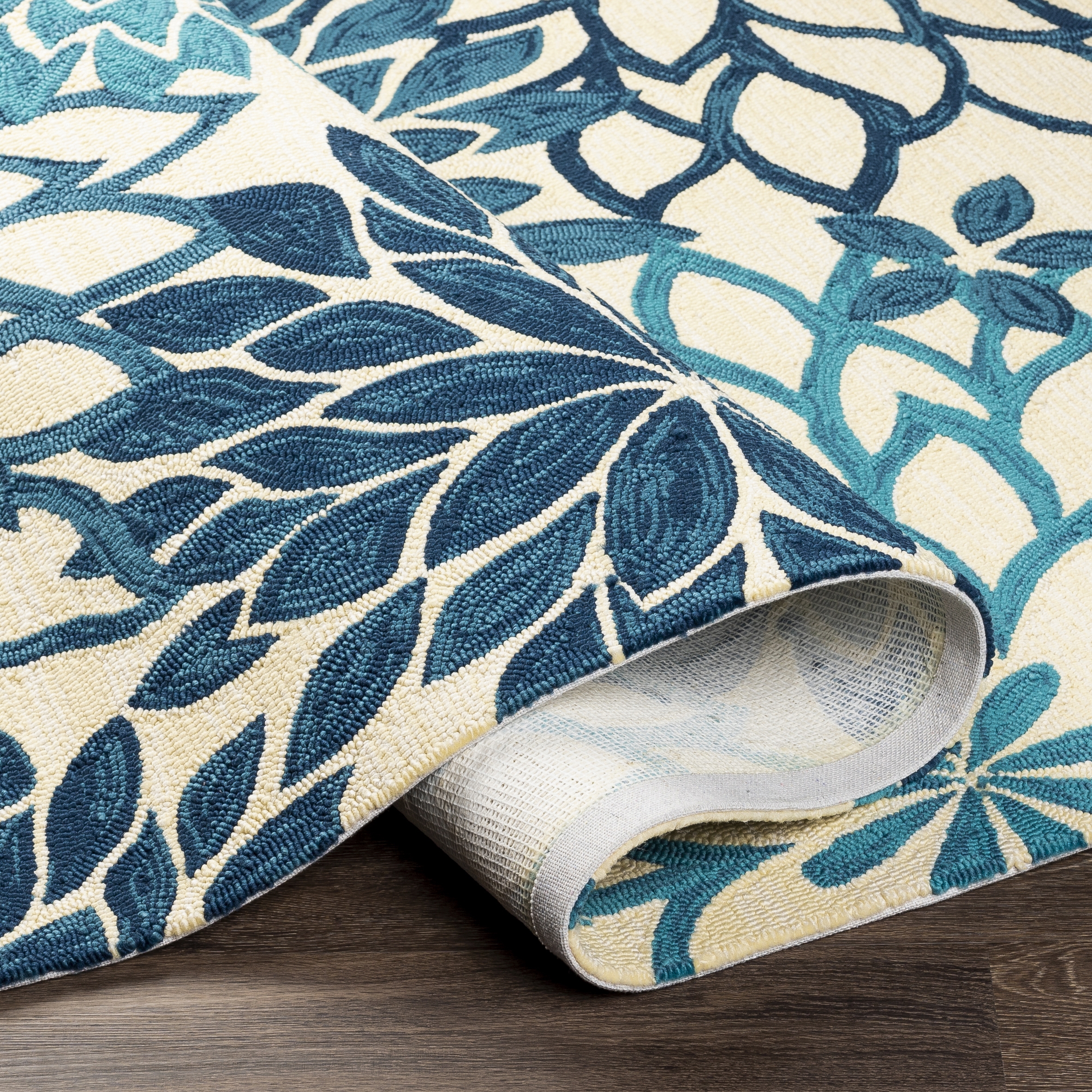 Rain Blue Outdoor 9' x 12' Handmade Rug - Image 4