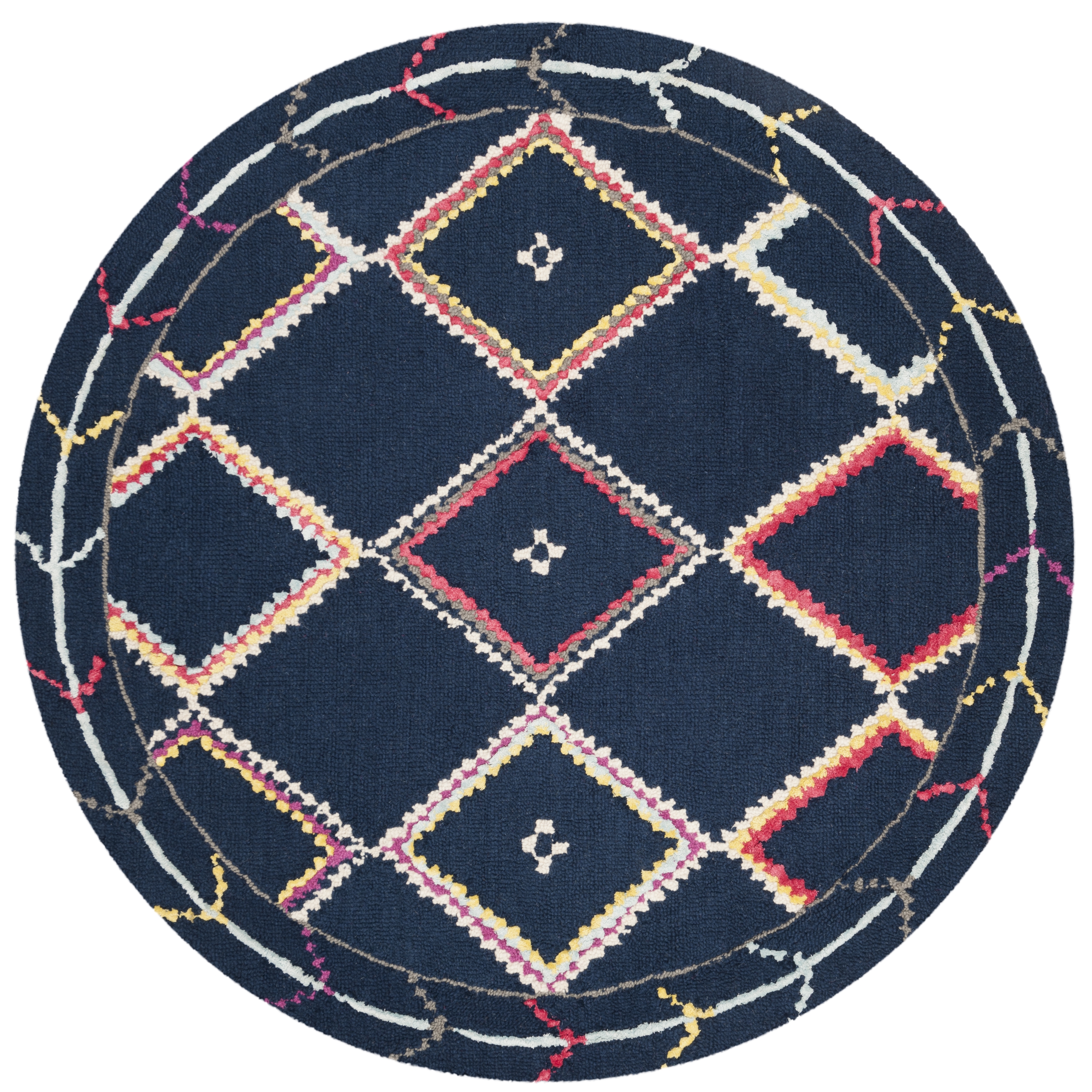 Arlo Home Hand Tufted Area Rug, BLG563N, Navy/Multi,  5' X 5' Round - Image 0
