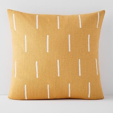 Flax + Symbol Pillow Cover, Mustard Lines - Image 0