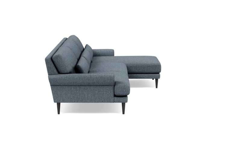 Maxwell Right Sectional with Blue Rain Fabric, extended chaise, and Painted Black legs - Image 2
