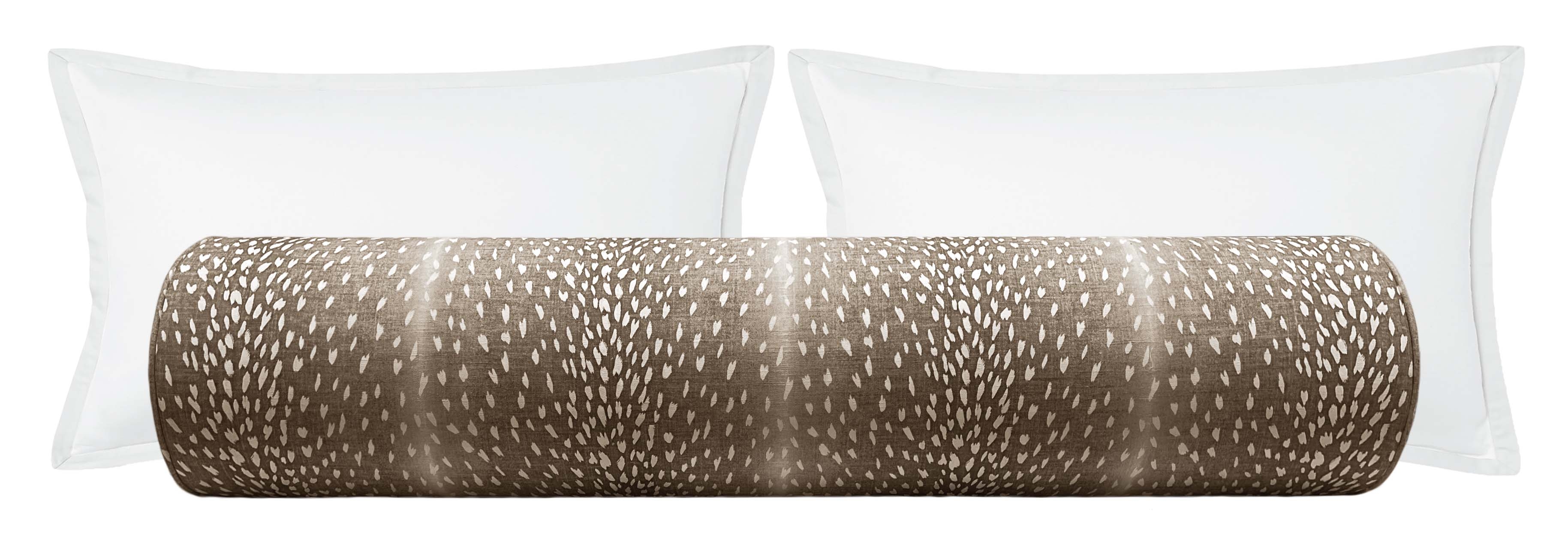 THE BOLSTER :: ANTELOPE LINEN PRINT // MOCHA - BY THE YARD - Image 0
