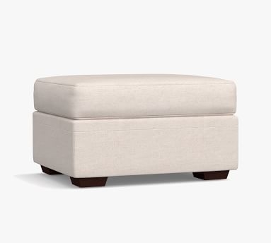 Pearce Modern Upholstered Ottoman, Polyester Wrapped Cushions, Performance Chateau Basketweave Blue - Image 1