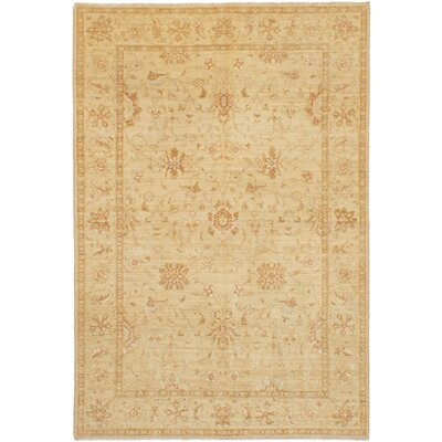 One-of-a-Kind Baghdo Hand-Knotted 2010s Ushak Beige 6'2" x 8'10" Wool Area Rug - Image 0