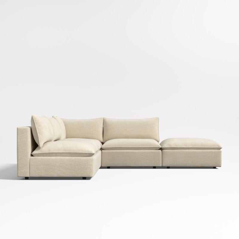 Lotus Deep Modular 4-Piece L-Shaped Sectional Sofa with Ottoman - Image 2