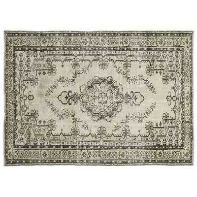 One-of-a-Kind Deshi Hand-Knotted 1960s Turkish Black/Beige 6'1'' x 8'8'' Area Rug - Image 0