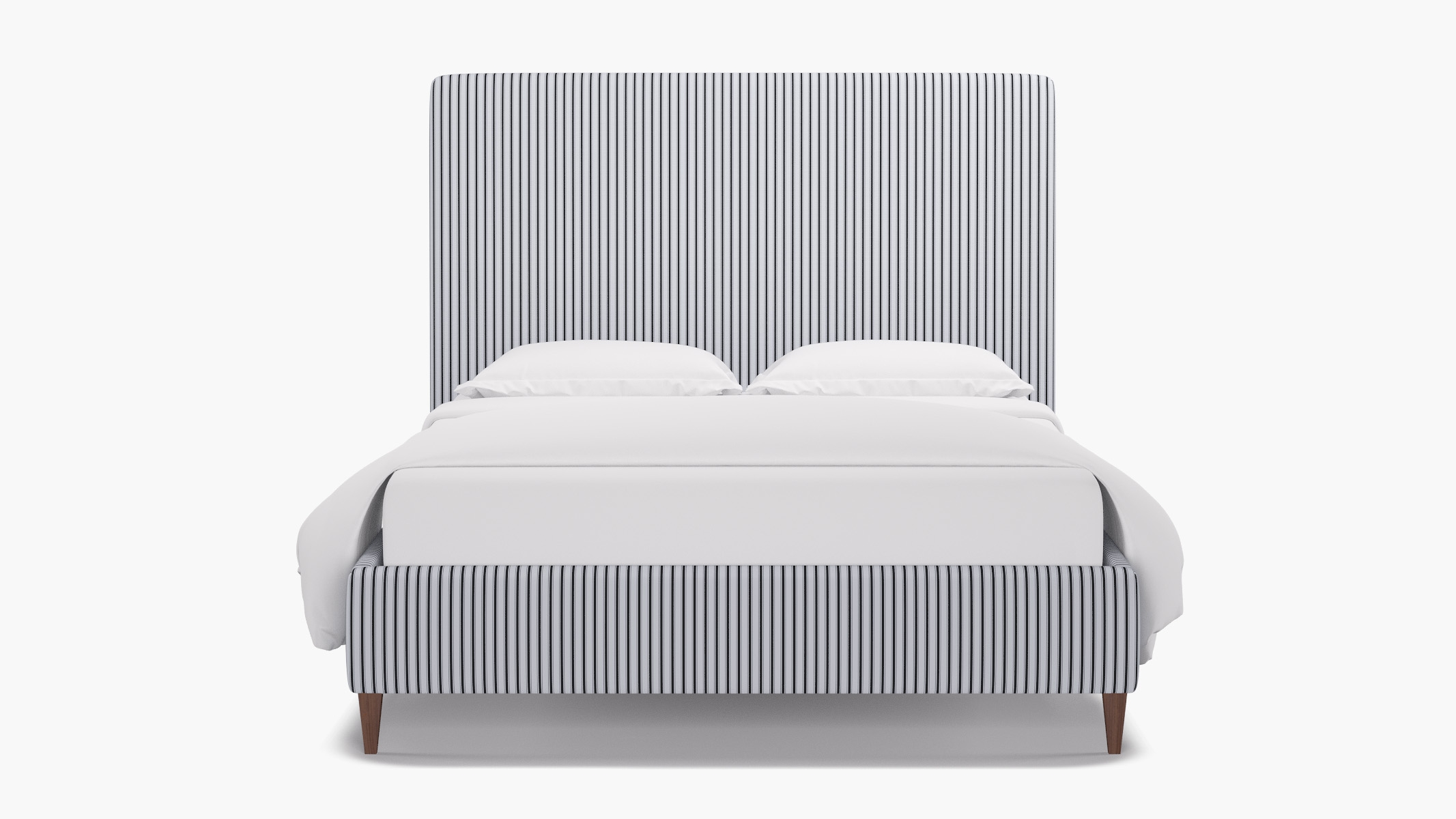 Classic Bed, Black Classic Ticking Stripe, Walnut Square Tapered Leg, Queen - Image 0