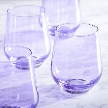 Estelle Colored Glass Stemless, Cobalt and Royal, Set of 6 - Image 1