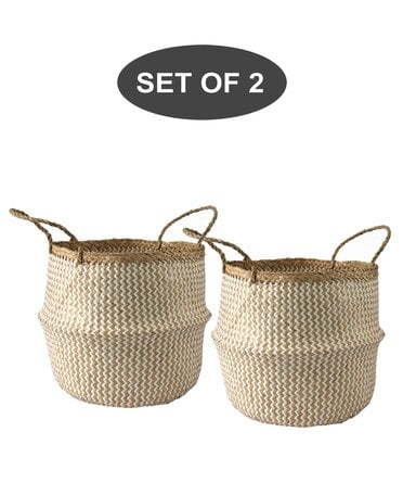 Belly Straw Seagrass Baskets, Set of 2 - Image 3