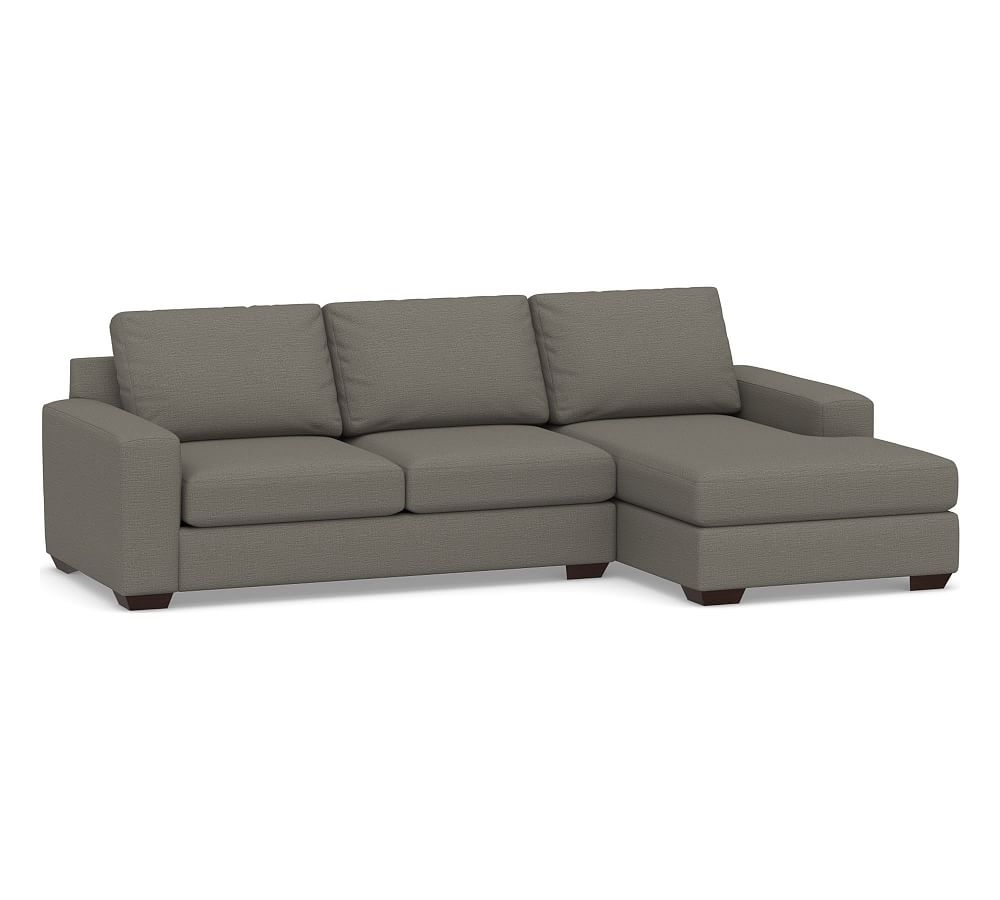 Big Sur Square Arm Upholstered Left Arm Loveseat with Chaise Sectional, Down Blend Wrapped Cushions, Chunky Basketweave Metal - Image 0