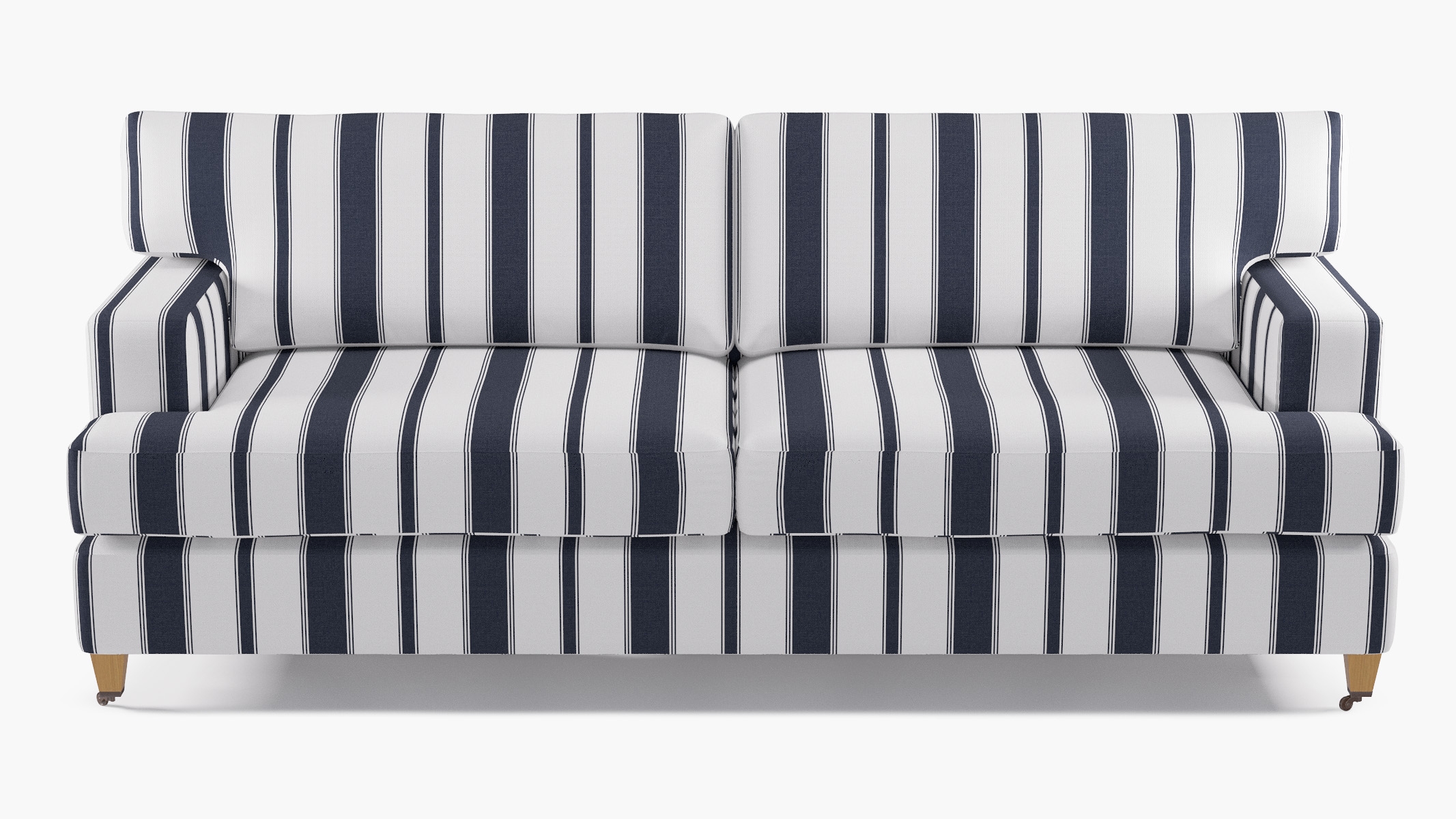 Classic Sofa, Navy Clarence Stripe, Natural with Antique Brass Caster - Image 0