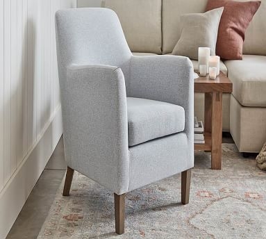 SoMa Burton Upholstered Armchair, Polyester Wrapped Cushions, Brushed Crossweave Navy - Image 2