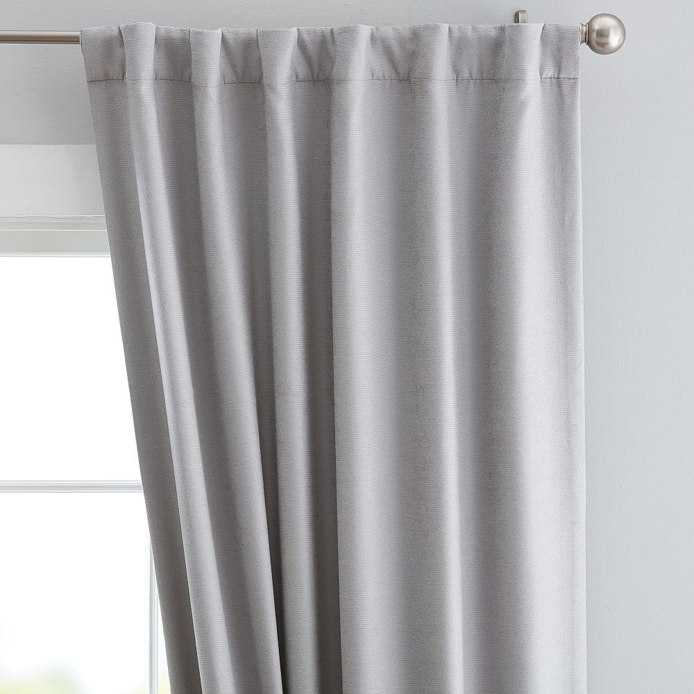 Cotton Chenille Curtain Panel, 44" x 108", Light Gray - Image 0