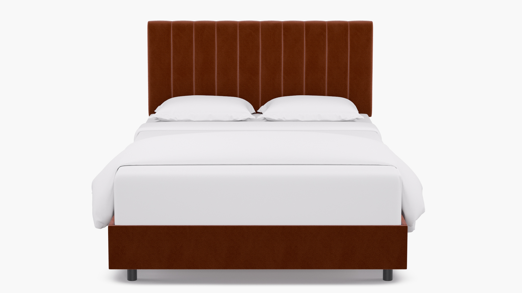 Channel Tufted Bed, Rust Classic Velvet, Queen - Image 1