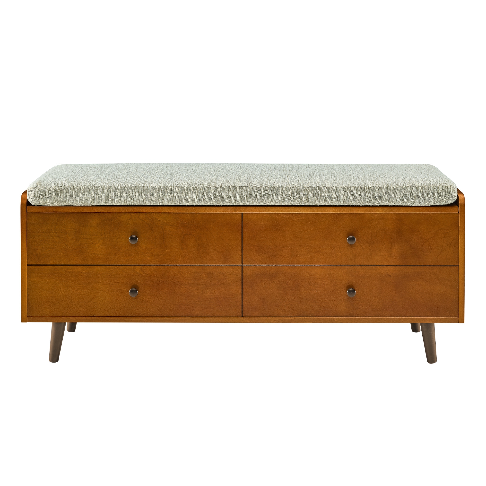 46" Mid Century Storage Bench with Cushion - Acorn/Tan - Image 0
