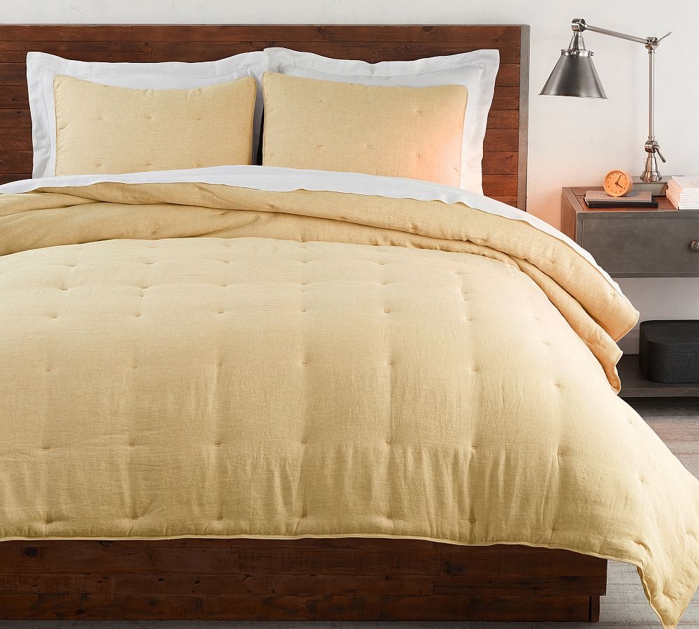 Belgian Flax Linen Comforter, Twin/Twin XL, Daffodil - Image 0