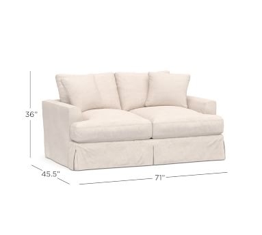 Sullivan Fin Arm Deep Seat Slipcovered Sofa 86", Down Blend Wrapped Cushions, Sunbrella(R) Performance Slub Tweed White - Image 1