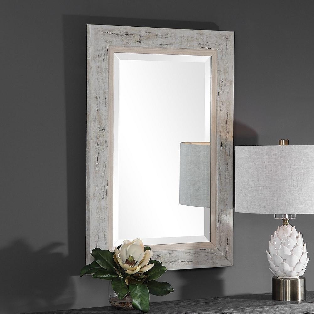 Uttermost Branbury Gray and Ivory 30" x 60" Wall Mirror - Style # 73N00 - Image 0