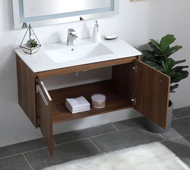 Luc Single Sink Floating Vanity Cabinet, 2 Door, Concrete Gray, 24" - Image 5