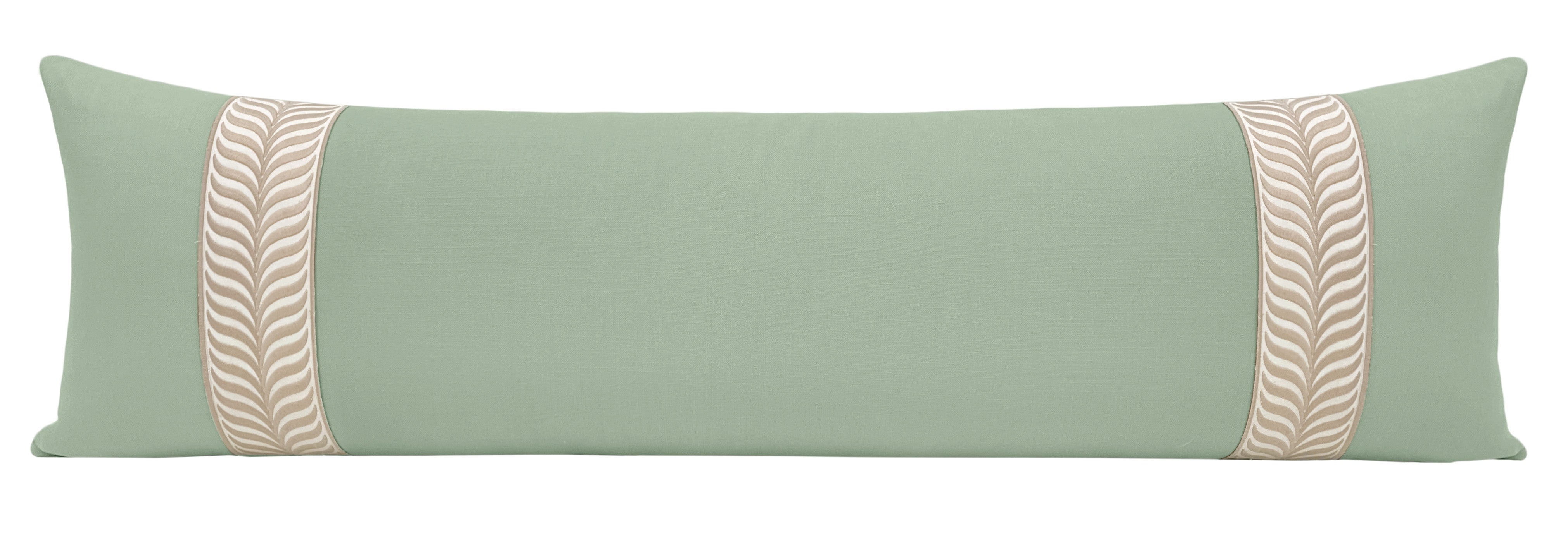 THE XL LUMBAR :: CLASSIC LINEN // EUCALYPTUS + TRELLIS TRIM // NATURAL - Sample 4" X 4" - Image 2