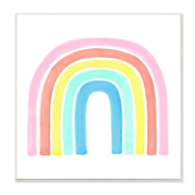 Traditional Pastel Arch Rainbow Children's Striped Pattern Giclee Texturized Art By Reesa Qualia - Image 0
